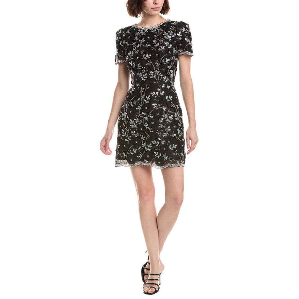 Milly Womens  Daisy Silver Star Sequins Dress, Black